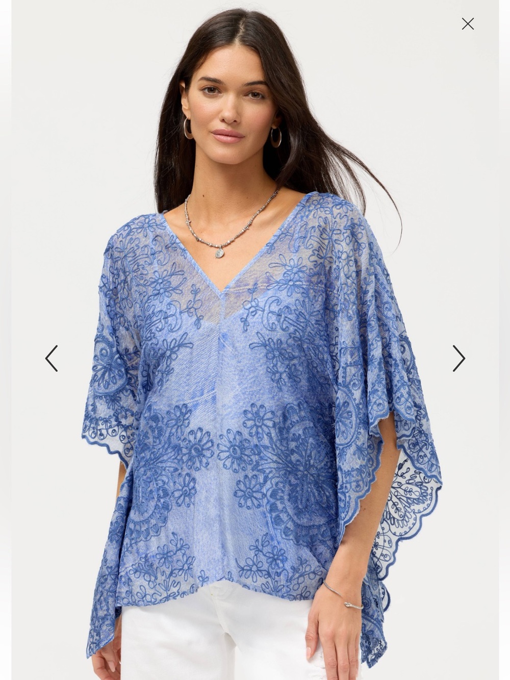 Johnny Was Dovie Poncho Top Blue Classic Denim Print Size Small NWT